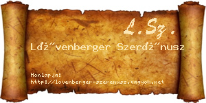 Lövenberger Szerénusz névjegykártya